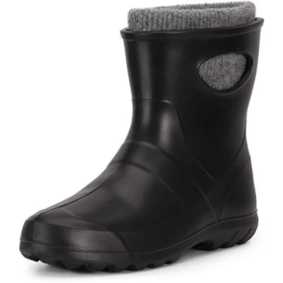 Image of Ladeheid Women&#039;s EVA Thermo Extra Light Wellington Boots Rainy Wellies Rain LALMG879 (Black/Black, 4.5 UK)