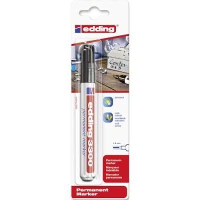 Image of edding 3300 permanent marker black box of 10 chisel tip 1 5 mm quick drying markers waterproof, smudge proof for cardboard, plastic, wood, metal, fabric pens