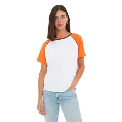 Image of Trendyol Women Semi fit Basic Crew Neck Knit T Shirt Orange