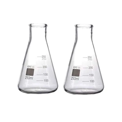Image of Rocwing Borosilicate 3.3 Glass Graduated Conical Erlenmeyer Flask for Laboratory (250ml, 2 in a pack)