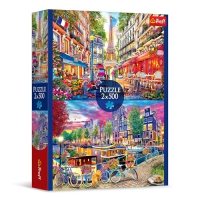 Image of Trefl 37496 2 in 1 European Capitals x 500 Pieces Set of Two Puzzle Teasers, DIY, Creative Pastime, for Adults and Children from 10 Years, Mulitcolor