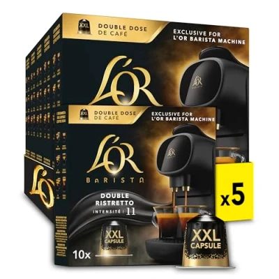 Image of L’OR BARISTA Double Ristretto XXL Aluminium Medium Roast Coffee Capsules (5 X 10 Pods) Intensity 11