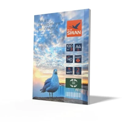Image of BLUE SWAN A4 Matte Inkjet Photo Paper,100 Sheets,140 g/m², Double Sided, High Color Brilliance, Low Reflection, Instant Dry, Printer Compatible