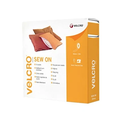 Image of VELCRO Brand Sew on Fabric Tape Cut to Length Strong Hook &amp; Loop Self Adhesive Perfect for Crafting, Clothing Repairs Hemming White30mm x 10m