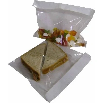 Image of 100 x Cellophane White Film Fronted Sweet/Sandwich/Food Paper Bags 10&quot; 16&quot;