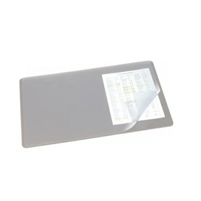 Image of Durable Desk Mat with Clear Overlay 40 x 53cm Grey
