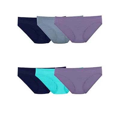 Image of Fruit of the Loom Women&#039;s Microfiber Underwear, Lightweight &amp; Sleek, Available in Plus Size, Bikini 6 Pack Colors May Vary,