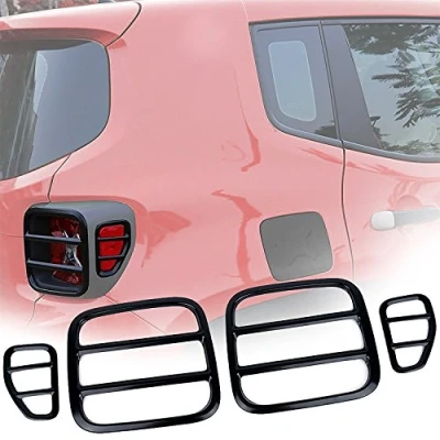 Image of Renegade 2015 2016 2017 Black Anti oxidation Metal Taillight Rear Lamp Protector Guard Cover (Black)