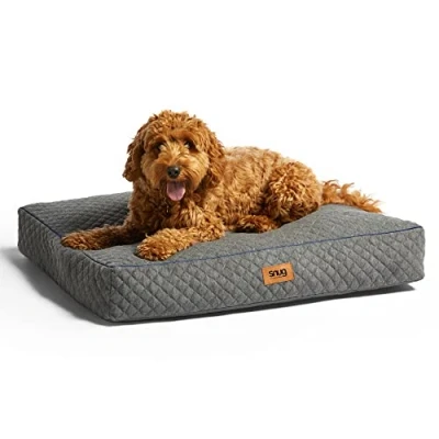 Image of Snug Pet Bed Super Soft and Comfortable Cat Dog Pillow Mattress with Non Slip Base Removable Cover Machine Washable Medium 75cm x 50cm 11cm, Grey