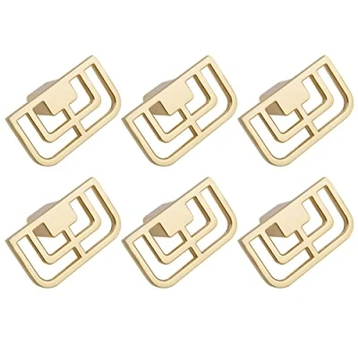 Image of MOROBOR Chinese Cabinet Hardware Handles, 6pcs of Gold Brushed Drawer Closet TV Stylish Golden Copper Handles Modern Auspicious Patterns Handle