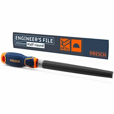 Image of Presch File Half Round 200mm High Quality with for Filing Curves and Straight Lines in Metal, Wood or Plastic Metal