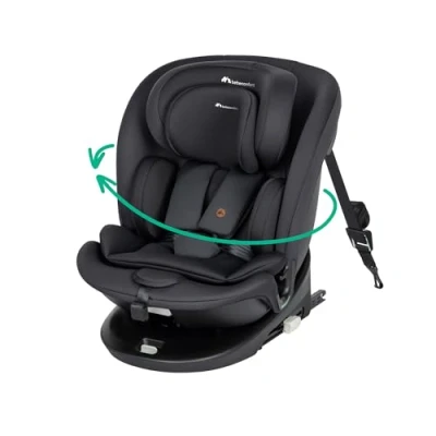 Image of Bebeconfort RevolveFix 360 i Size, Swivel Car Seat, 0 12 Years, 40 150 cm, ISOFIX Top Tether Installation, Rotation, 6 Recline Positions, Headrest Full Black
