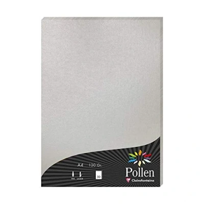 Image of Clairefontaine Ref 4199C Pollen Coloured Paper (Pack of 50 Sheets) A4 (210 x 297mm), 120gsm Paper, Inkjet &amp; Laser Printer Compatible, Acid Free Silver