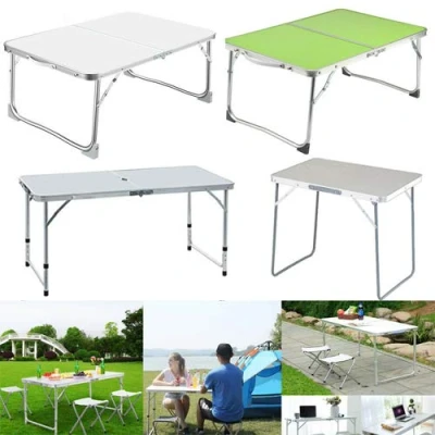Image of Garden Foldable Work Table 3ft Heavy Duty Folding Outdoor Catering Camping Trestle Picnic Patio Bbq Party Height Adjustable