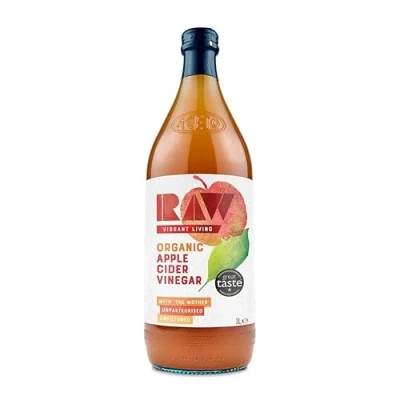 Image of Raw Organic Apple Cider Vinegar with the Mother, 1L Raw, Unpasteurised and Unfiltered Gut Health, Aids Digestion Naturally Vegan