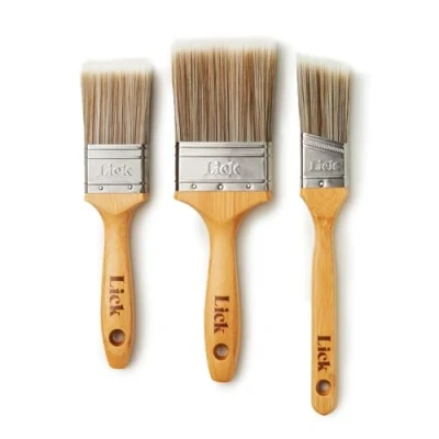 Image of Lick Pro Eco Bamboo Handle Paint Brush Set, Brown, 1.5&#039;&#039; 2&#039;&#039; 3&#039;&#039;, (112001)