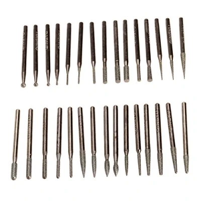 Image of 30Pcs Diamond Grinding Burr Drill Bits Dia 3mm Shank For Dremel Rotary Bit
