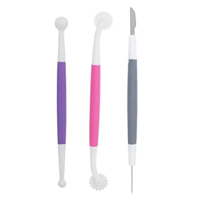 Image of 3pcs / Set Fondant Cake Decorating Tools, Icing Modelling Flower Patterns Pastry Carving Cutter Needle Tool Sugar Cookie Baking Scribe Marking Sugarcraft