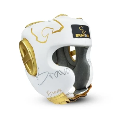 Image of BRAVOSE Boxing Headguard Professional Velcro Boxing, Training, Sparring &amp; Martial Arts Headgear Adjustable Head Guard for Ear, Cheek, Face Protection Helmet MMA, Kickboxing, Taekwondo (S/M)