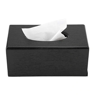 Image of Smandy Vintage Wood Rectangular Cosmetic Tissue Box, Black, 23 x 12 10.5 cm