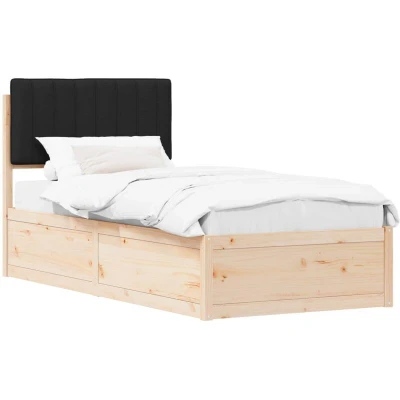 Image of vidaXL Bed Frame with Upholstered Headboard Black 90 x 190 cm