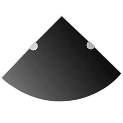 Image of vidaXL Corner Shelf with Chrome Supports Glass Black 35x35 cm Floating Display