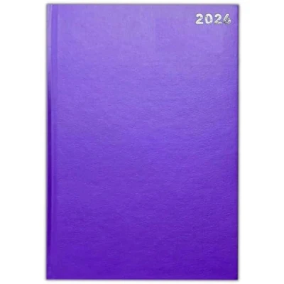Image of 2025 A4 / A5 A6 Diary Day to Page or Week View Desk Hard Back Casebound Cover (Purple, Dap)