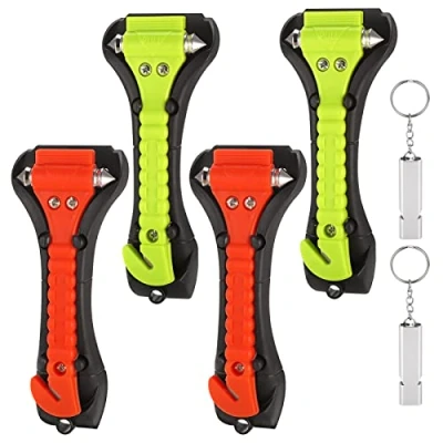 Image of Fentar 4 pack Car Window Breaker, Emergency Hammer Seat Belt Cutter, 2 in 1 Escape Tool, Safety Hammer, Essentials Glass Kit with Whistles