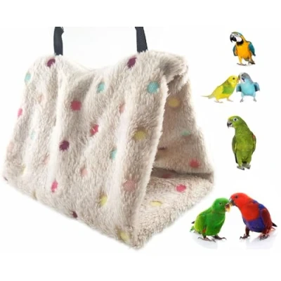 Image of Winter Warm Bird Nest House,Hanging Hammock Finch Cage Plush Fluffy Birds Hut Hideaway,Bird Hanging Bed Toy for Hamster Parrot Macaw Budgies Parakeet Cockatiels Cockatoo Lovebird