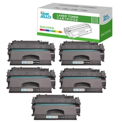 Image of InkJello Compatible Toner Cartridge Replacement for HP LaserJet P2050 P2055 P2055d P2055dn P2055x CE505X (Black, 5 Pack)