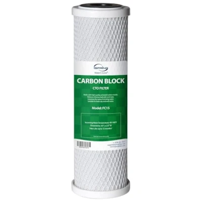 Image of iSpring FC15 5 Micron 10&quot; Replacement CTO Carbon Block Water Filter Cartridge for Under Sink Reverse Osmosis RO Filtration System,10&quot; x 2 1/2&quot;, White