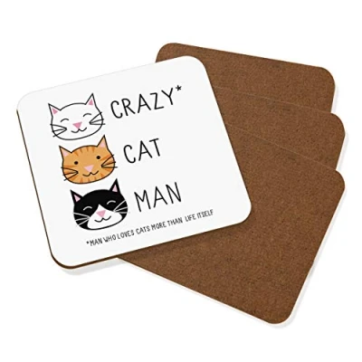 Image of Crazy Cat Man Coaster Drinks Mat Set Of 4