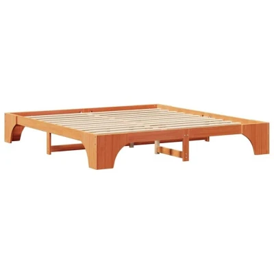 Image of vidaXL Bed Frame Wax brown Solid wood 200 x cm Durable
