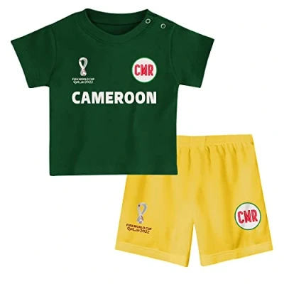 Image of Cameroon, Official Fifa 2022 Tee &amp; Short Set Home Country Shorts Set, Children&#039;s Large, Age 4
