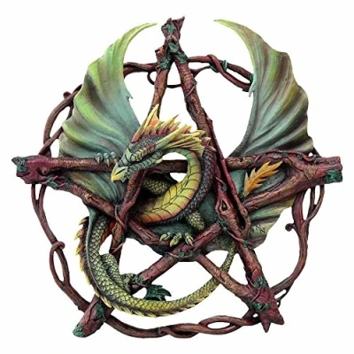 Image of Nemesis Now Forest Pentagram Dragon Wall Plaque 38cm Green