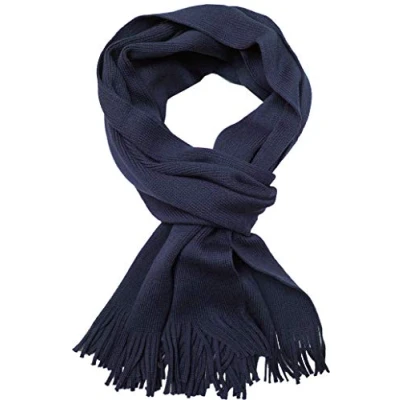 Image of Rotfuchs Red fox knit scarf &amp; warm plain fashionable wool (190 x 28 cm, navy)