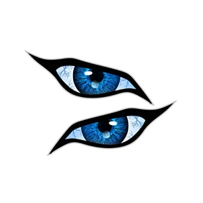 Image of CT Design Pair Of Evil Eyes With Blue Bloodshot Iris Vinyl Drone Motorcycle Helmet Car Sticker Decal 70x30mm each