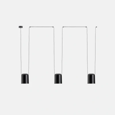 Image of Attic Decorative Hanging Ceiling Pendant Matt Black 3x E27 / 75cm x 300cm