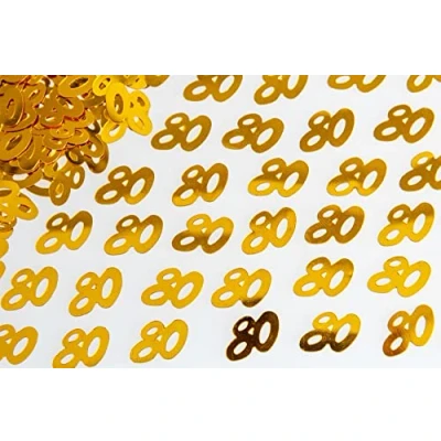 Image of SHATCHI 56g Gold 80th Birthday Confetti Foil Metallic Glitz Table Scatter Sprinkles Age Bday Party Decorations, 12mm