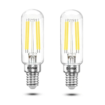 Image of Bonlux 4W E14 LED Cooker Hood Bulb T26 Tubular Light Mini Filament Lamp Cool White 6000K 40W Halogen Replacement for Fridge/Freezer/Extractor/Cooker Hood, Small Edison Screw(2 Pack)