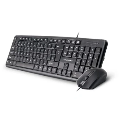Image of Compoint Wired Keyboard And Mouse Set USB 1000 DPI Optical Mechanical Combo for Desktop, Laptop, Home Computer Black &amp; Qwerty UK English Layout