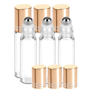 Image of JamHooDirect 10ml Essential Oils Roller Bottles, Empty Refillable Transparent Glass Roll on Bottles with 1 Opener &amp; Dropper, Perfect for Aromatherapy, Fragrance, Perfume (6Pcs)