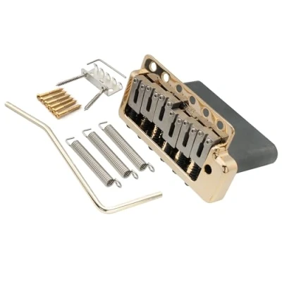 Image of Wilkinson WVPC SB 54mm Stainless Steel Saddles 6 Hole Guitar Tremolo Bridge with Full Solid Block for Import Strat and Japan Strat, Gold