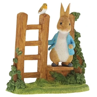 Image of Beatrix Potter Peter Rabbit On Stile Figurine