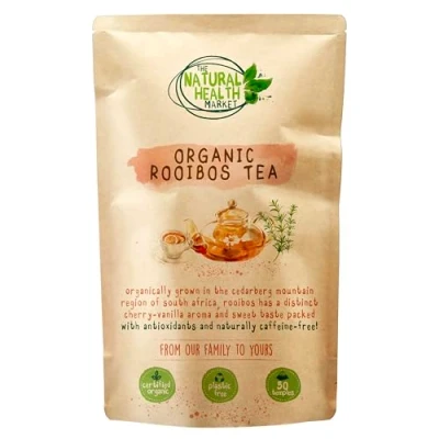 Image of Organic Rooibos Tea aka Redbush Bags By The Natural Health Market Plant Based Pyramid Bag (50 Bags)
