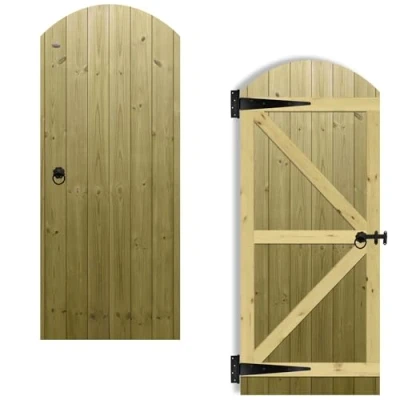 Image of Tongue &amp; Groove Interlocking Fully Framed Arched Top Pedestrian Side Garden Gate Height: 6ft (180cm) x Width: 75 cm Supplied with the Ring Latch Hinge Pack and Bolt