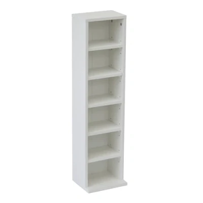 Image of Oypla 6 Tier White Wooden CD DVD Game Book Shelf Storage Tower Rack Fits 102 CDs