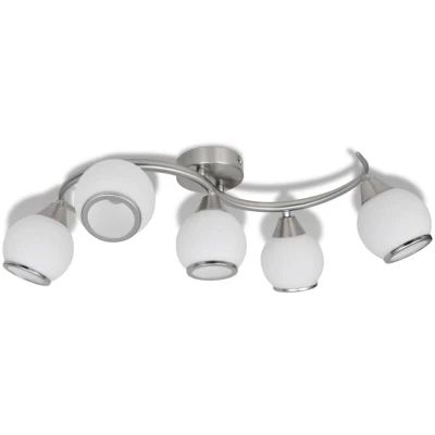 Image of vidaXL Ceiling Lamp with Glass Shades on Waving Rail for 5 E14 Bulb