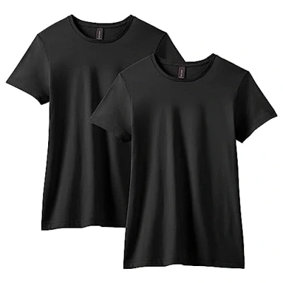 Image of Gildan Women&#039;s Fitted Cotton T Shirt, 2 Pack, Black, Medium