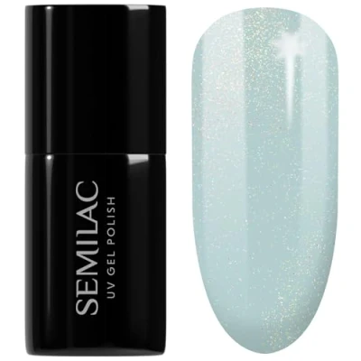Image of SEMILAC 323 Icy Mint Shimmer Nail UV Gel Polish Long Lasting and Easy to Apply Soak off UV/Led Perfect for Home Professional Manicure Pedicure 7 ml